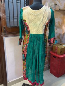 Pure Gorgette Colorful Ethnic Kurta