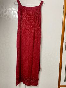 Chikankari Maroon Kurti