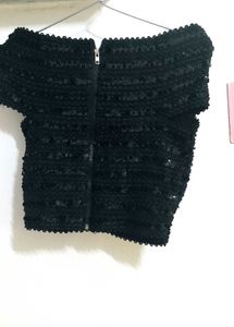 Sparkling Black Sequin Party Top