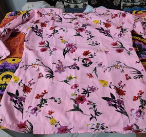 Pink Floral Print Long Sleeve Short Kirti
