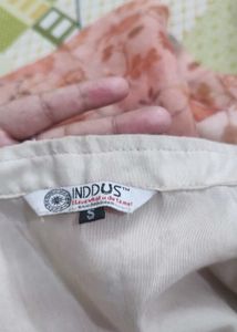 Inddus Women Classy Beige Floral Ethnic Fusion Top