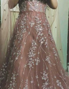 Beautiful Fall Sleeve Party Wear  Gown