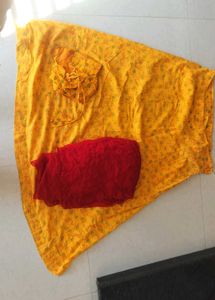 Yellow &amp; Red Ethnic Skirt Set