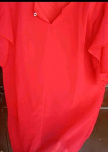 ❤️ Elegant Red Net Half-Sleeve Top for Women ❤️