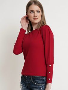 Women Maroon Full Sleeves Top