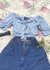 Beautiful Blue Korean Crop Top