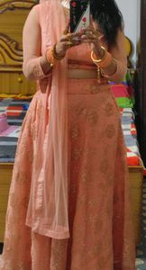 Crop top dress in peach colour