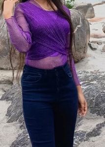 SHIMMER PURPLE WRAP TOP