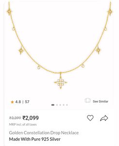 GIVA 925 Golden Constellation Necklace