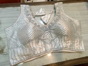 Silver Silk Sequins Blouse