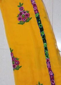 Yellow Florals Work Saree
