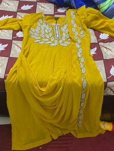 Elegant Yellow Saree Style Suit
