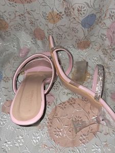 Pink Rhinestone Strap Heels