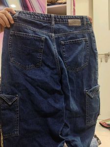 Blue Denim Cargo Pants