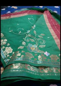 Green Embroidered Saree