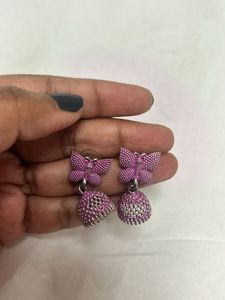 Pink Jhumka Earrings