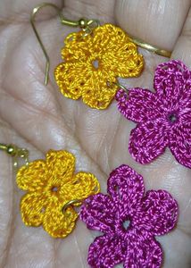 Yello Pink Flower Earrings