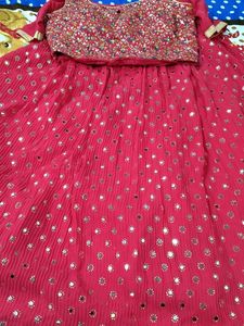 Elegant Pink Sequin Lehenga Choli