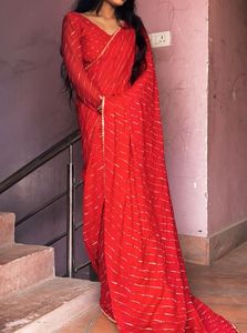 Elegant Red Saree with stretch blouse