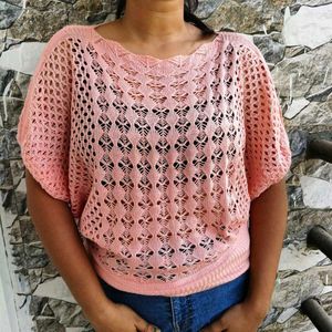 Classy Peach Corchet Top