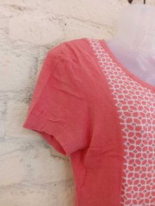 Coral Print Knit Top