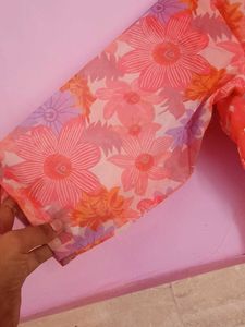 Organza Orange Floral Suit