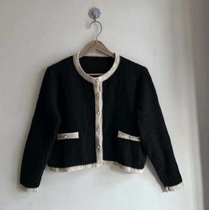 Black Cardigan with Trim