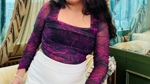 Stylish Purple Swirl Mesh Top