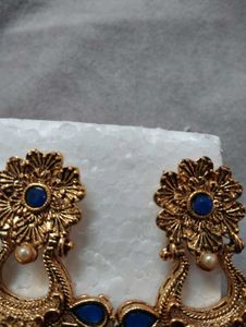 Gold &amp; Blue Earrings