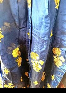Blue Maxi With Gold Flowers Design