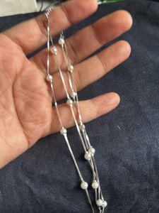 2 row pearl necklace in 92.5 silver