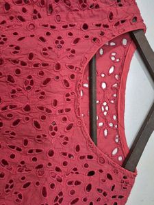 Pink Eyelet Peplum Top
