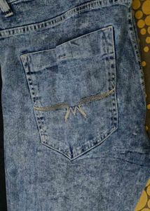 Acid Wash Blue Jeans For Men