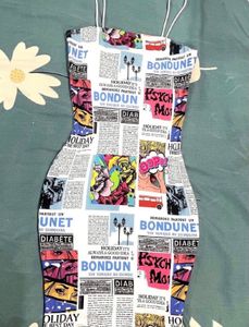 SHEIN bodycon Paper Print Dress🤍