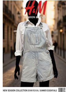 H&amp;M washed blue denim cotton dungree
