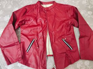 Red Faux Leather Moto Jacket