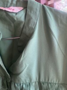 Flora Green Ruffle Blouse