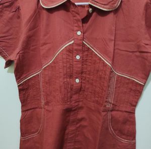 Sritika Rust Colour Tunic Top Kurti with pockets