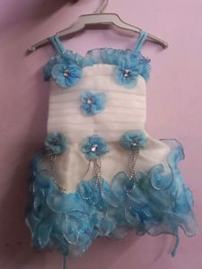 Blue Flower Girl Dress