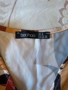 Boohoo Retro Print Tie-Front Top