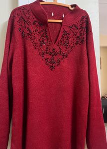 Vintage Red Embellished Top