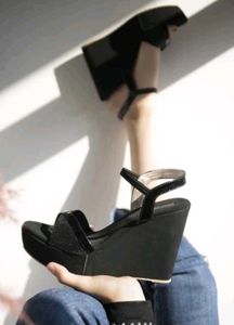 Black Platform Wedge Sandals