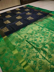 Elegant Blue &amp; Green Semi Silk Saree