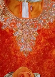 Orange Tulle Layered Party Gown