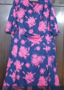 Navy and pink Floral Print Dress