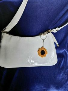 Crochet sunflower keychain and bag charm