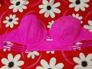 Pink Lace Strapless Bra Top