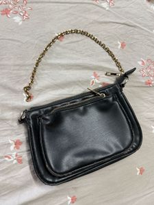 Forever Glam Black Chain Shoulder Bag