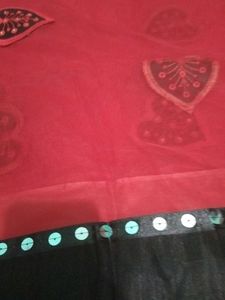 Red &amp; Black Embellished Fabric
