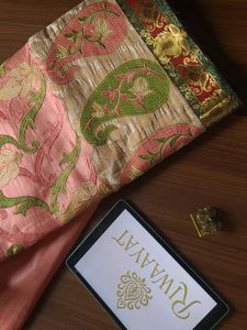 Pink Thread Work Chanderi Silk Saree